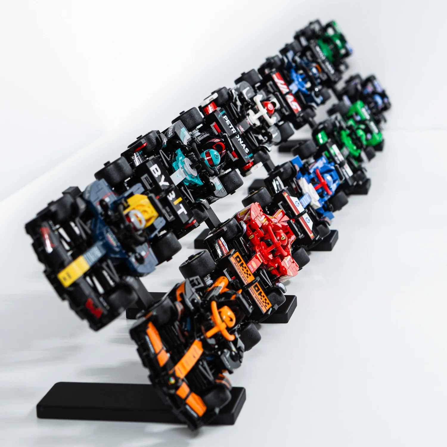 Brickify Speed Champions F1 Display Stands (5-Pack) – Compatible with LEGO Formula 1 Sets 76906 to 76919 – Holds 10 Cars – Vertical Display Risers for Racing Car Collection - Image 5